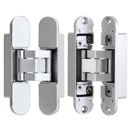 5.5" Hidden Door Hinges, Invisible Concealed Hinges, 180 Degree Swing Door Hinges, 3-Way Adjustable Butt Silent Hidden Hinges, Zinc Alloy 5.5x1.2 Inch (2 Pack)