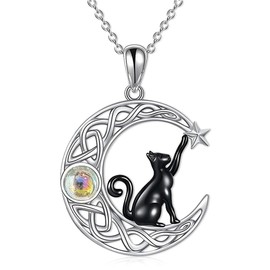 ZKGYUS Cat Necklace Women's Pendant Silver 925 Cat Pendant Necklace Women's Necklace Pendant Chain with Cat Gifts for Mum, Sister, Girlfriend Gift Birthday Gift