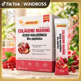 Windboss Péptidos De Colágeno Ácido Hialurónico 30 Sachets
