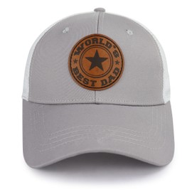 Dad Birthday Gift, Funny Fathers Day Baseball Cap Gifts from Daughter Son, Dad Hats for Men, Adjustable Cotton Embroidered Worlds Best Dad Trucker Hat Gray