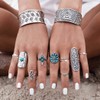 ELABEST Boho Western Ring Set Turquoise Cactus Arrow Joint Knuckle