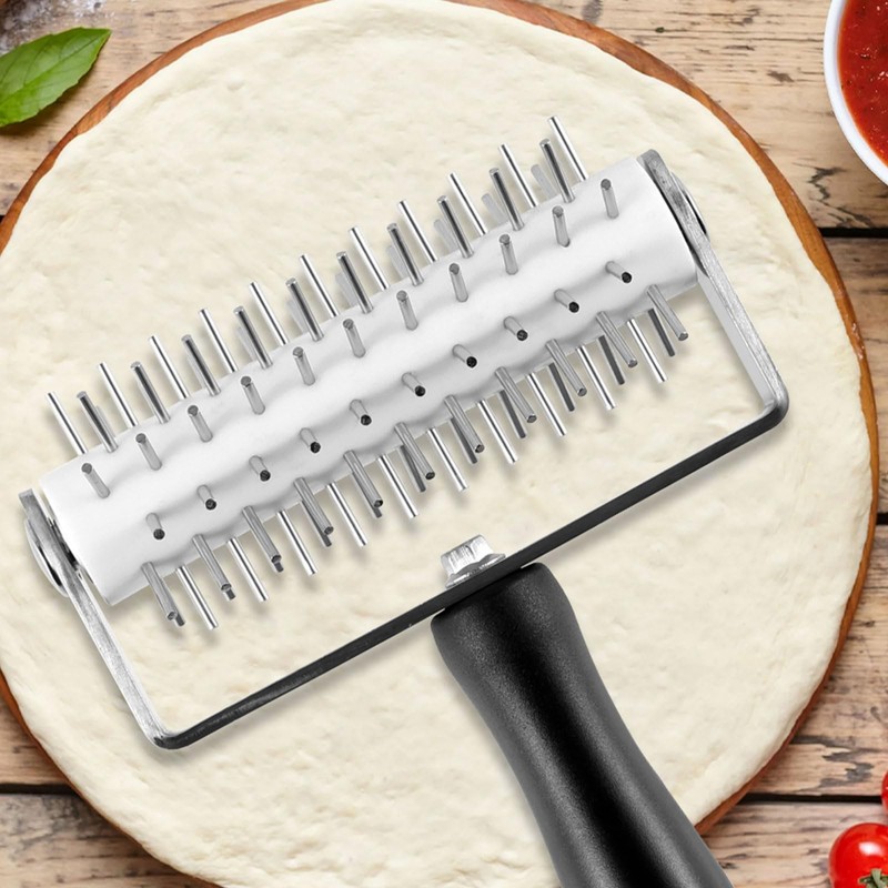 Pizza Dough Docker Stainless Steel Pizza Roller with Spikes Multipurpose