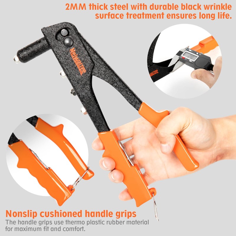 Meiwaltee Blind Riveter Set 4-in-1, Riveter Set with 200 Rivets