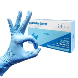 5R Nitrile Gloves,Disposable Gloves,No Latex,No Powder,Texture,Safe Working Gloves (Blue, XL (Pack of 100))