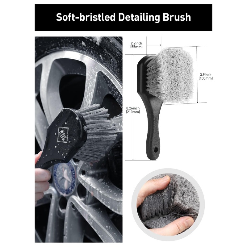 Fantasticlean 6PCS Car Wheel Cleaning Pro Kit, Tire Brush, Soft-bristled