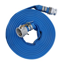 findmall 1-1/2 x 100FT Heavy Duty Pool Backwash Hose, Reinforced PVC Lay Flat Discharge Pump Hose, Water Transfer Pools Drain Hose with Aluminum Camlock C and E Fittings