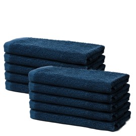 Set of 10 Guest Towels 30 x 50 cm Terry Towelling Soft and Fluffy 100% Cotton Small Terry Towels for Guests Oeko-Tex 500 g/m² Ôhm Dark Blue