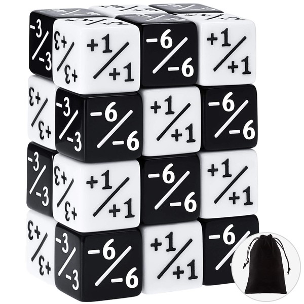 24 Pieces Dice Counters Token Dice Loyalty Dice D6 Dice Cube Compatible with MTG, CCG, Card Gaming Accessory