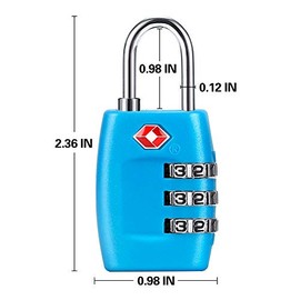 TSA Juego de 4 candados de combinación de 3 dígitos - Candado de viaje aprobado para maletas y equipajes (azul)