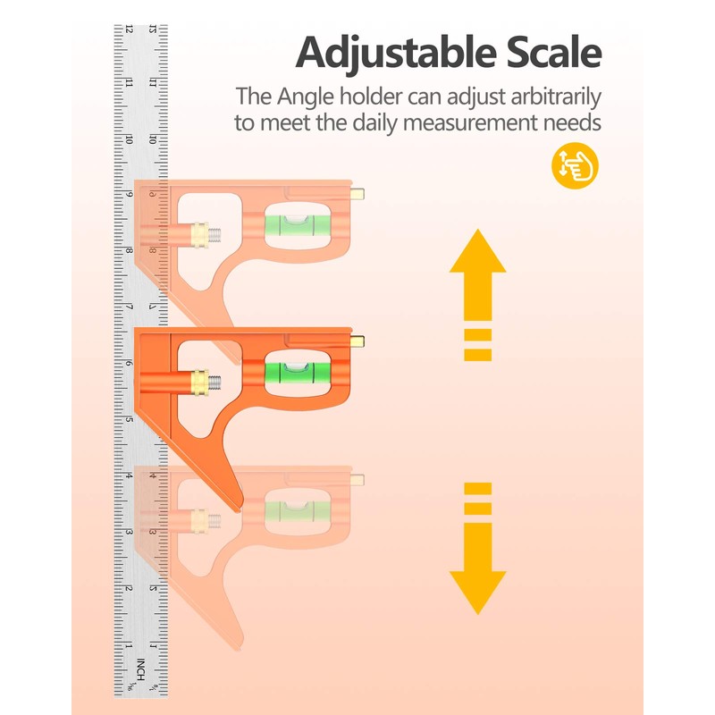 Combination Square, Set Square Engineers Square 12Inch/300mm Stainless Steel Ruler,