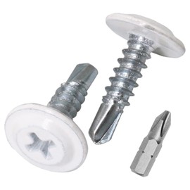 SKIR'CO (Pack of 50) Painted 4.2 x 16 mm Self Drilling Screws, Phillips Modified Truss Head, Tapping Screw, Flat Head (50, Pure White RAL 9010)