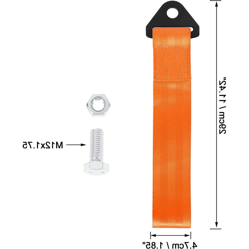 MACHSWON 2pcs Orange GM Bumper Tow Hook Trailer Belt Straps