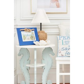 Beachcombers Navy Picture Photo Frame 5"x7" with Jute Rope Accent Wood Coastal Nautical Home Decor Decoration for Tabletop Display Wall Blue