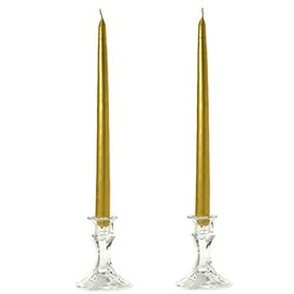 Gold Taper Candles for Wedding/Dinner, Holiday Event, Home Decoration, 1 to 1.5 inches per Hour.88 in. Diameter x 12 in. Tall, 6 Pair