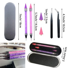 Rhinestone Picker Tool, Dual Ended Nail Art Applicator Kit with Wax Tips & Steel Tip Tweezer for Precision Gem Placement