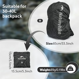 Naturehike Backpack Rain Cover Waterproof Backpack Cover in Nylon Dustproof Reflective Rain Cover for Backpacks Suitable for 30L-60L Backpacks for Outdoor Cycling Hiking Travel