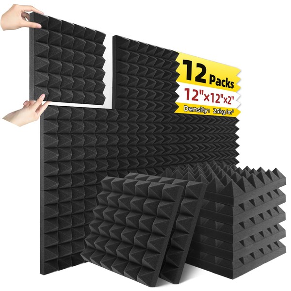 Sonicreative 12 Pack Pyramid Acoustic Foam Panels 1" X 12"