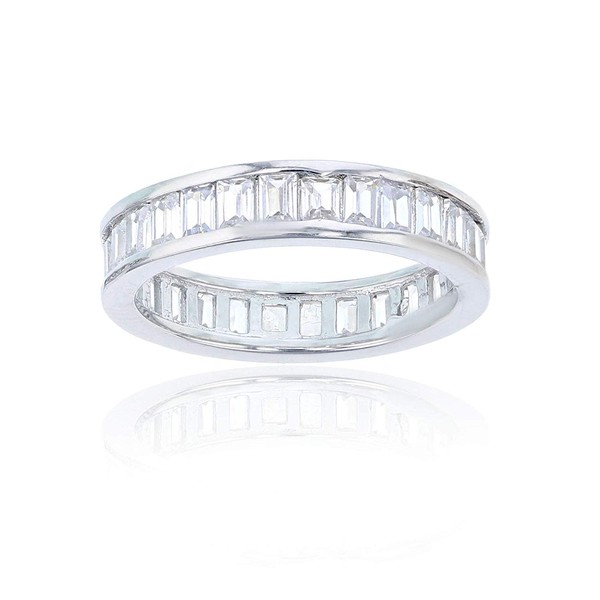 Sterling Silver 2x3mm Emerald Cut Cubic Zirconia Channel Set Eternity