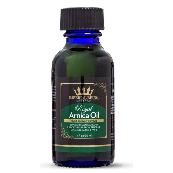 ROYAL ARNICA OIL - Rapid Recovery Formula - Organic Super Premium Herbal Blend with Essential Oils for Natural Pain Relief, Sore Muscles, Bruise Care, Massage Therapy, Trauma, Aches (1oz)