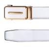 Barry.Wang White and Gold Belt for Men,Formal Dress Ratchet Leather