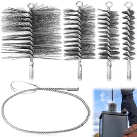 Stove Pipe Brush Set of 4 Heating Boiler Brush Chimney Brush 30/50/80/150 mm Fireplace Cleaning Set with 1 m Steel Wire Stove Brush Chimney Brush Chimney Pipe Cleaning Brush Chimney Brushes