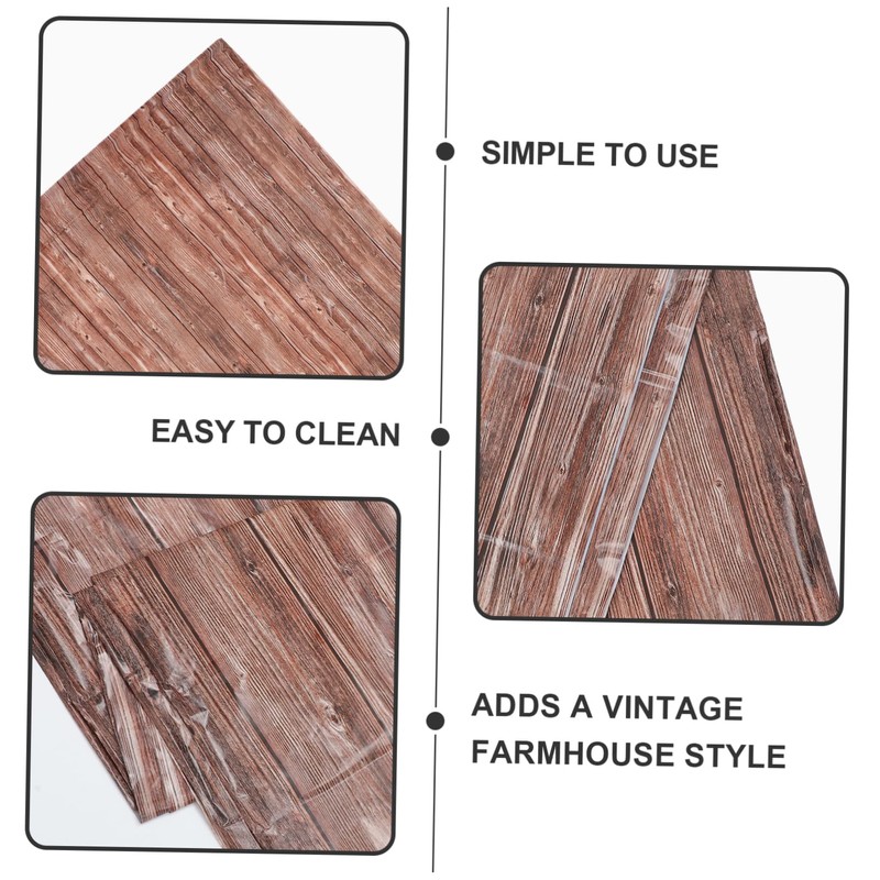 LABRIMP 4pcs Natural Wood Grain Tablecloth Dining Table Cover Vintage