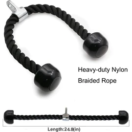HCE Triceps Rope Cable Machine Accessory - 25-Inch Tricep Rope Pulldown Attachment - Triceps Curls Easy Grip, Non-Slip Fitness Crossover Rope - Commercial Heavy Duty Nylon Rope with Solid Rubber Ends