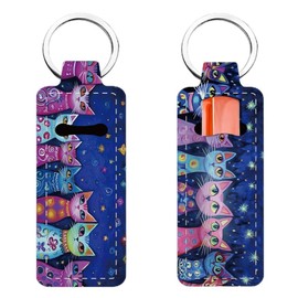 FREEBLOSS 2pcs Lip Balm Keychain Chapstick Holder Keychain Star Cat Pattern Lipstick Holder Keychain Portable Lipstick Holder Keychain Lipstick Holder Keychain for Women