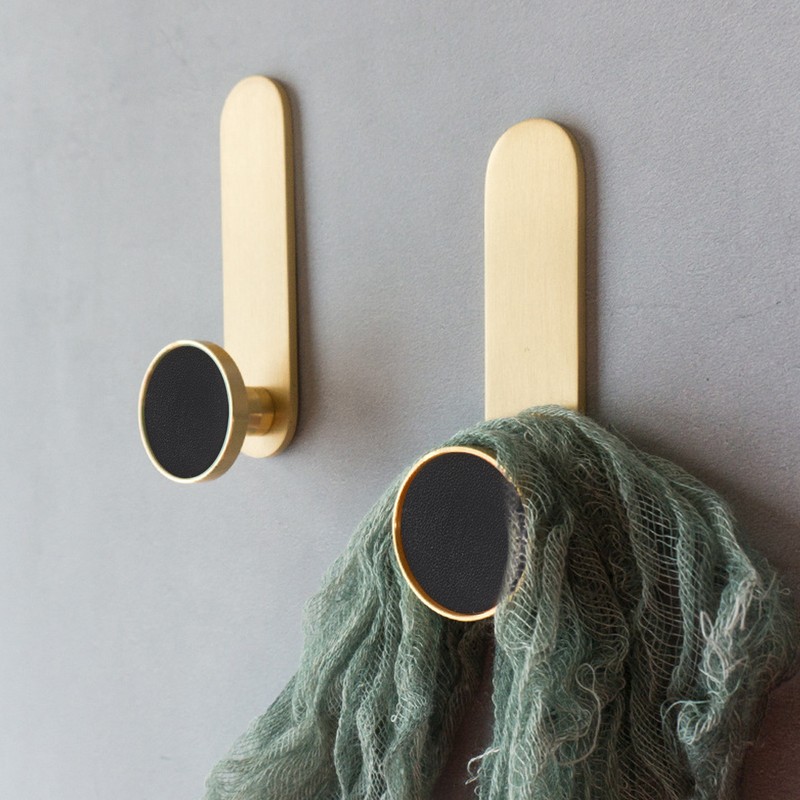2Pcs Towel Hook Brass Clothes Coat Robe Hanger for Bathroom