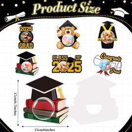 Motiskyy 30 Pack Graduation Candy Favors Class of 2025 Graduation Greeting Cards Bear Cap Tassel Gown with Clear Dome Candy Chocolate Holder for Grad Gift Party Favors(Black)