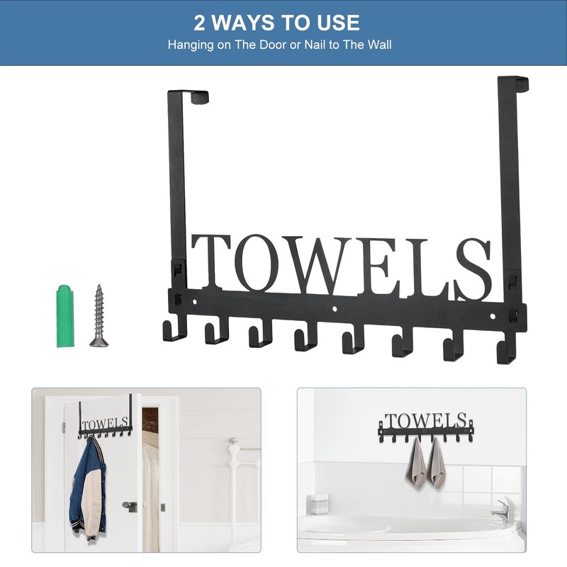 Azmoncy Over The Door Hooks, Towel Rack for Bathroom Towel