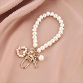 2025 New Women Imitation Pearl Chain Car Key, Chain Backpack Key Pendant Accessories Key Ring Charm Gifts, Love Heart Car Keychain