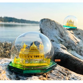 [Medium] Golden Temple 24K Gold Plated Model Miniature Round 25cm Size Sri Harmandir Sahib Idol Sikh Temple in Amritsar for Home Decor Car Decor Diwali Gift Punjabi New House Gift