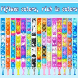 80 Pcs Random Pop Fidget Toy Fidget Bracelet, Wearable Push Poping Bubble Sensory Toys Stress Relief Finger Press Silicone Wristband for Kids and Adults ADHD ADD Autism Anxiety