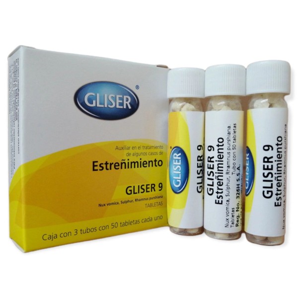 Gliser 9 Estreñimiento Caja con 150 tabletas.