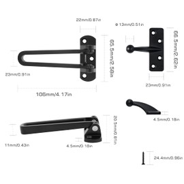 RONESS Swing Bar Door Guard, Swing Bar Door Lock, Door Security Guard, Hotel Door Latch, Home Security Latch, Heavy Duty Door Lock, Front Door Lock,Front Gate Door Guard (2 Pack)