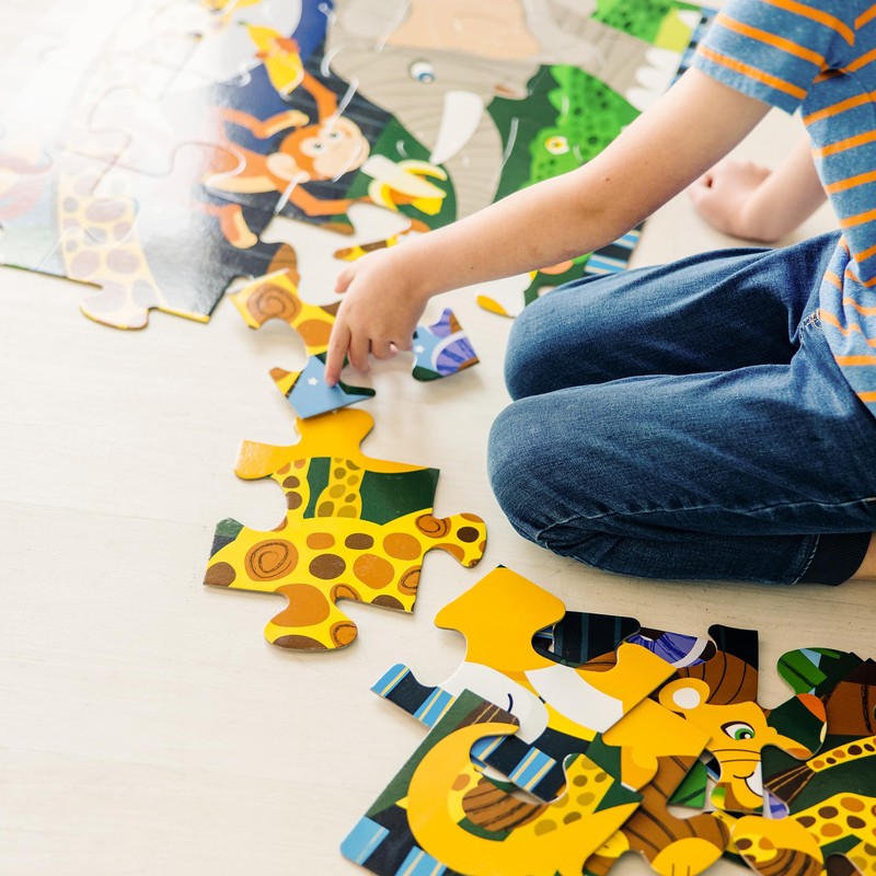 Melissa & Doug Safari Social Jumbo Floor Puzzle (24 Pieces,