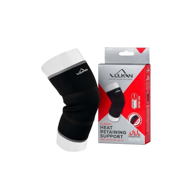 Vulkan Breathable 3mm Neoprene Knee Support, Large (40-45cm), Black