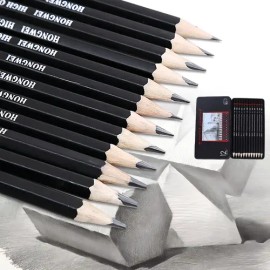 VAKRNY Set De 12 Lápices De Dibujo Profesional En Estuche Metálico, Escalas De Grafito 2h-8b Para Bocetos Y Sombreado, Kit Completo Para Artistas,... 