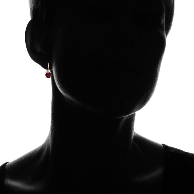 Rose Gold Flashed Sterling Silver Created Ruby Leverback Earrings