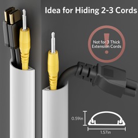 42.5in Cord Cover, Cord Hider for 2-3 Cords, Half Round Cord Covers for Wires on Wall, Adhesive Wire Hiders for TV on Wall, W1.57 x H0.59in, White
