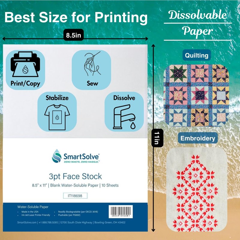 SmartSolve 3 pt. Water-Soluble Paper | Dissolves Quickly in Water