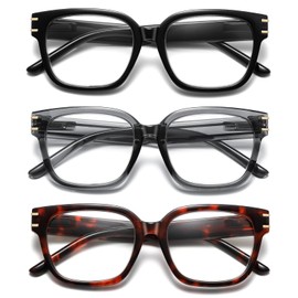 Kafirlo 3 Pack Premium Reading Glasses Men, Blue Light Blocking Fashion Computer Readers Spring Hinge Eyeglasses for Men and Women +2.00