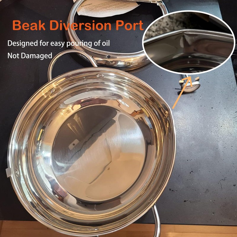 Deep Fryer Pot,Oxydrily Japanese Tempura Deep Fryer Stainless Steel Frying