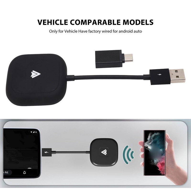 Car Wireless Adapter Plug Play Dongle Converts Wired to Wireless