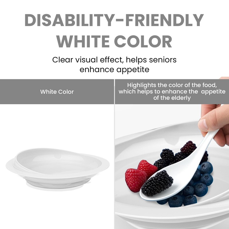 MOSKESON 2Pack Spill Proof Scoop Plate with Non-Skid Suction Base,