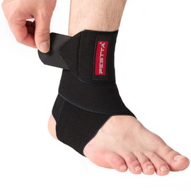 PESTTA Ankle Brace, Adjustable Foot Bandage, Flexible Ankle Brace, Ultra Thin Ankle Brace, Comfortable, Right and Left Ankle, Men and Women (Black, 1 Piece)