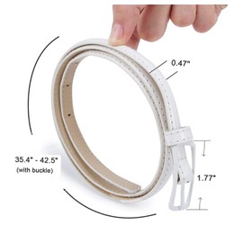 Selighting Women's Solid Color Faux Leather Skinny Belts for Dresses (One Size, White)