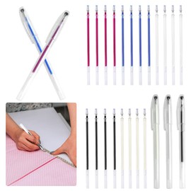 BUENTYA Fabric Marker Pen, 5 Colours, Marking Pen, Heat Erasable Fabric Pens, Marking, Water Soluble Fabric Marking Pen with 5 Pen Holders and 28 Refills, Heat Erase Empty Pens for Dressmaking, Sewing