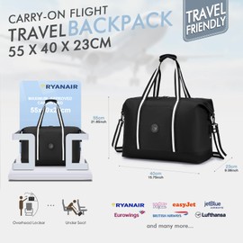 BAGZY Travel Bag Foldable Hand Luggage Bags Suitcase Bag Waterproof Shoulder Bag Travel Cabin Luggage Travel Bag Large Weekender Sports Bag Handbags Hospital Bag Black, black